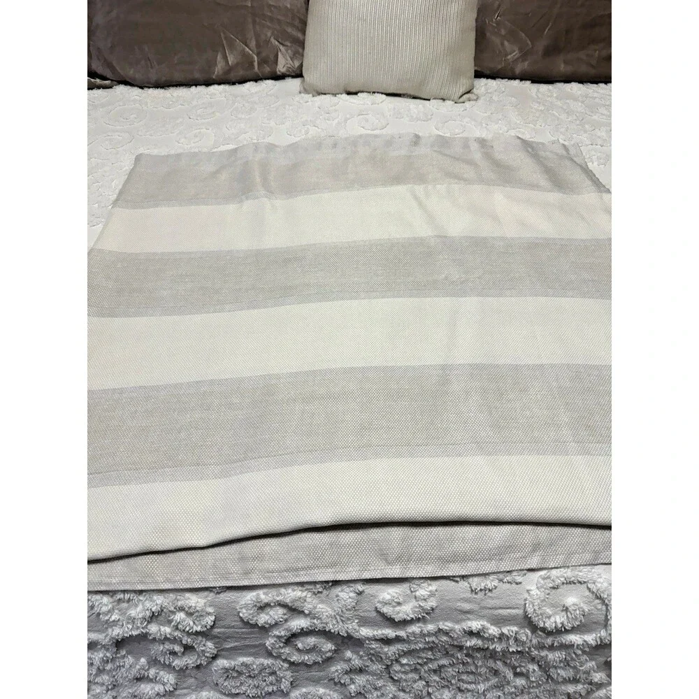 50% OFF~TOMMY BAHAMA Shower Curtain 71x71 Cotton Blend Neutral Horizontal Stripe